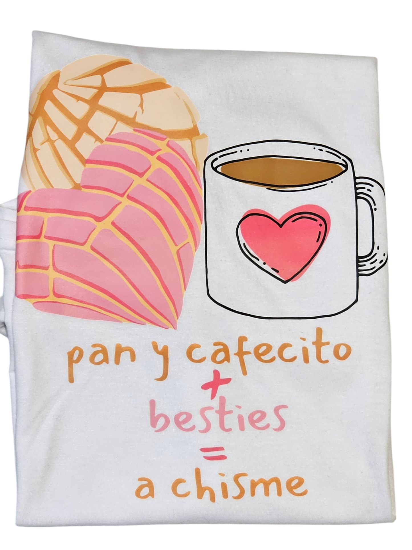 Pan y Cafecito for the besties fitted shirt a unique shirt featuring intricate stitching details, adding a touch of texture to a classic design.