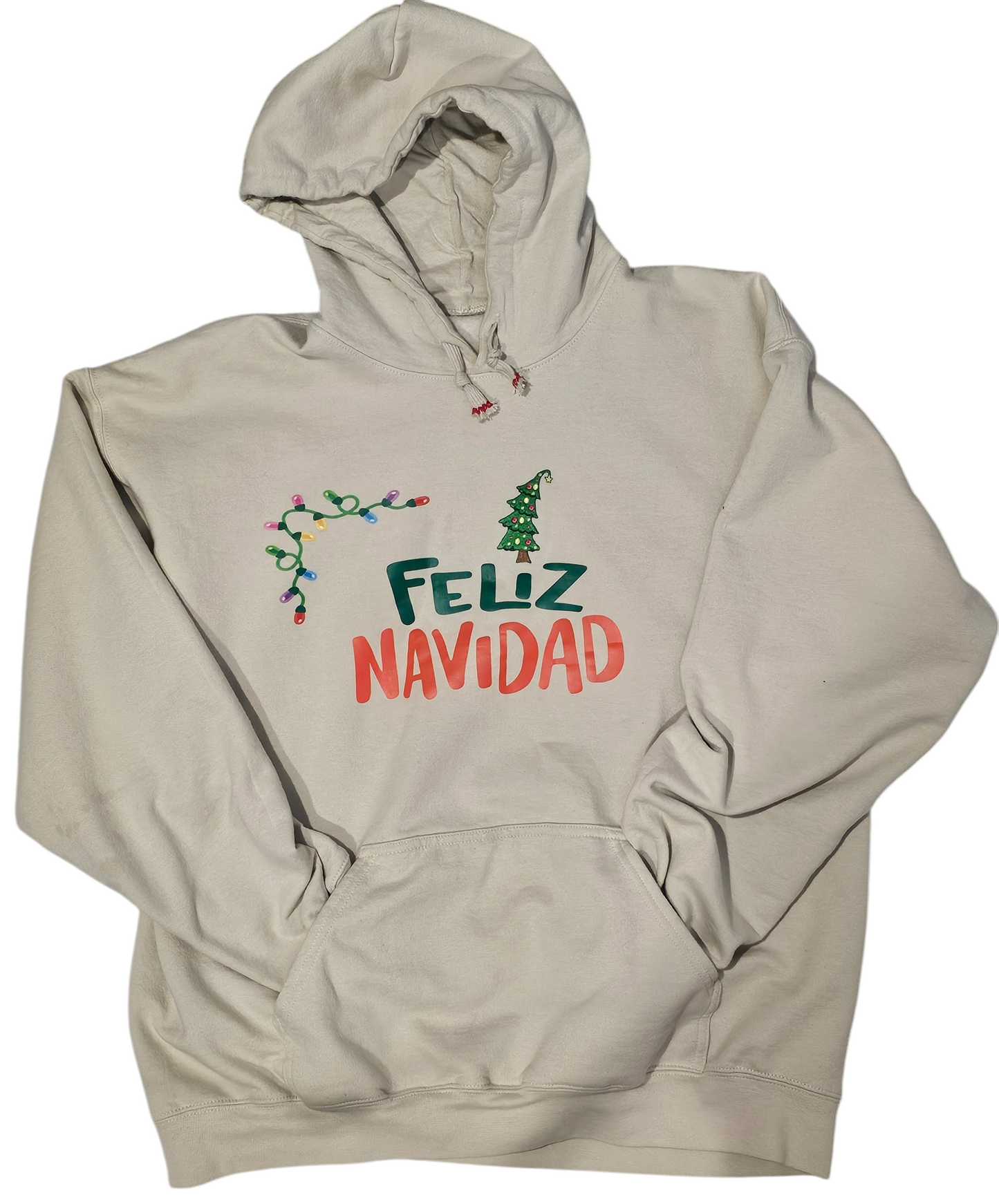 Merry Christmas Hoodie, soft material featuring an embroidered xmas tree patch is the perfect blend.