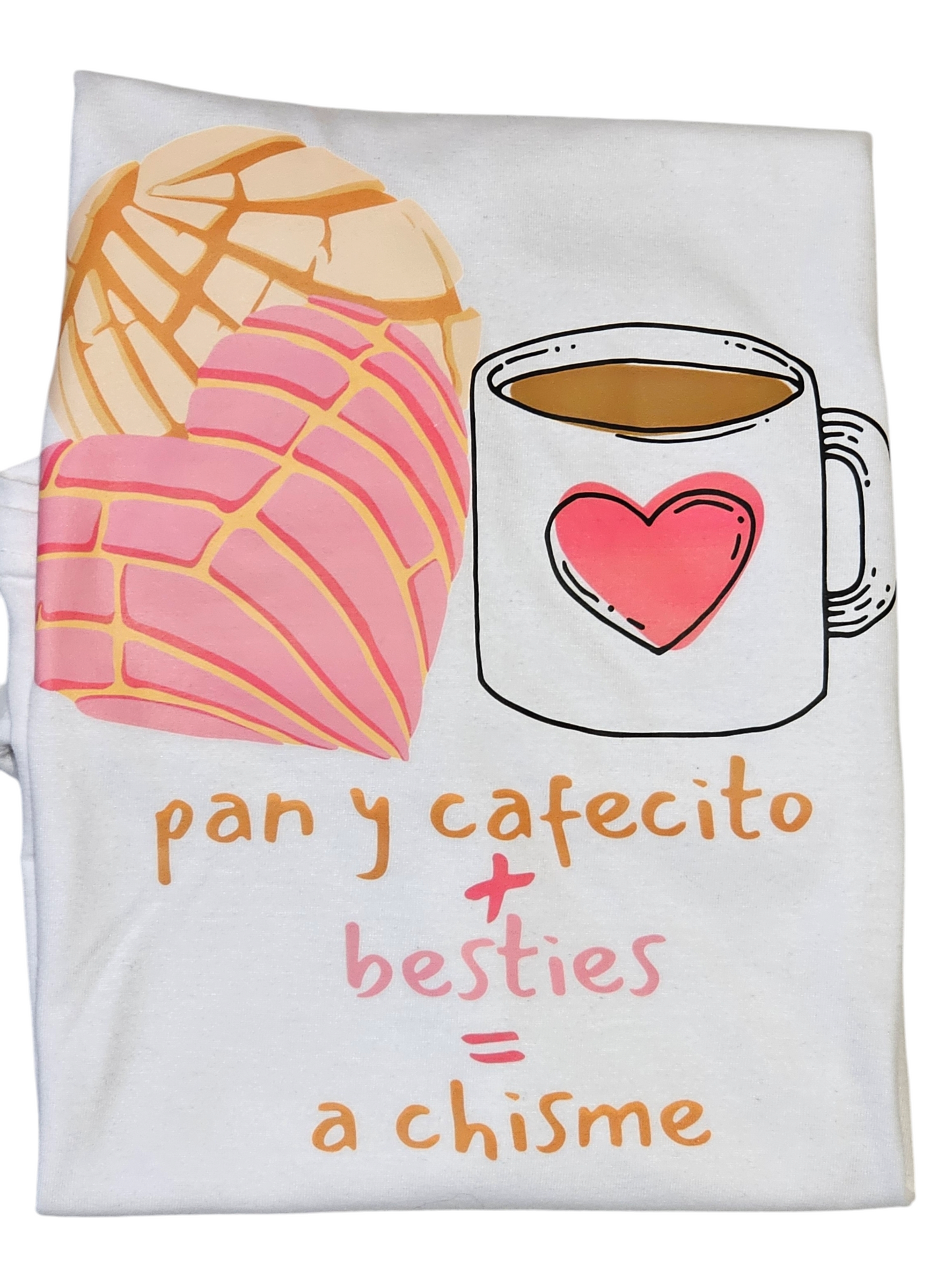 Pan y Cafecito for the besties fitted shirt  a unique shirt featuring intricate stitching details, adding a touch of texture to a classic design.